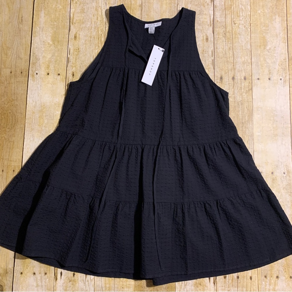 NWT Topshop Black Layered Flowy Tank Top